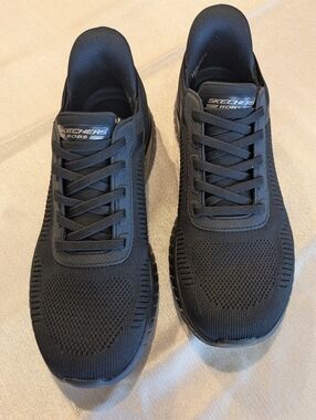 Skechers BOBS All-Black Knit Slip-On Sneakers